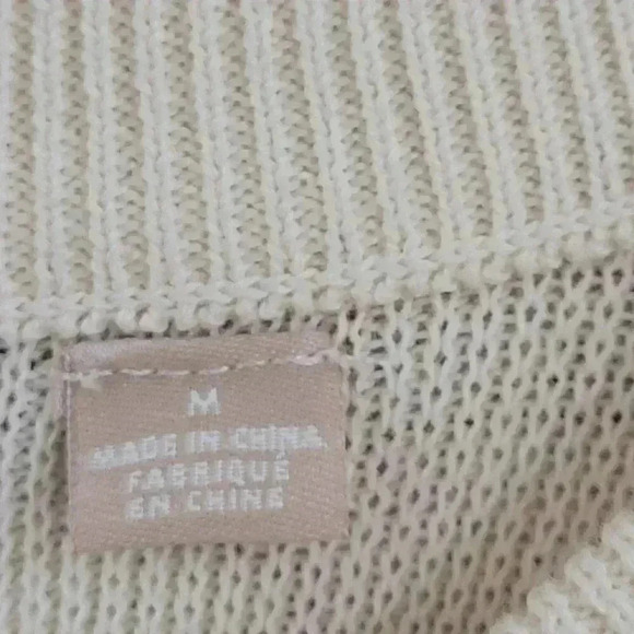 Knitted Linen Blend Cold Shoulder Knit Top With Flare Sleeves & Striped Hem - Picture 5 of 9